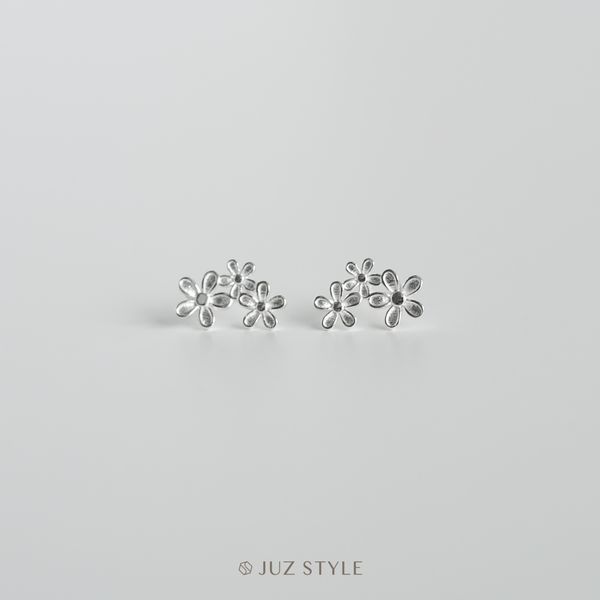  Bông tai bạc Triple flowers 