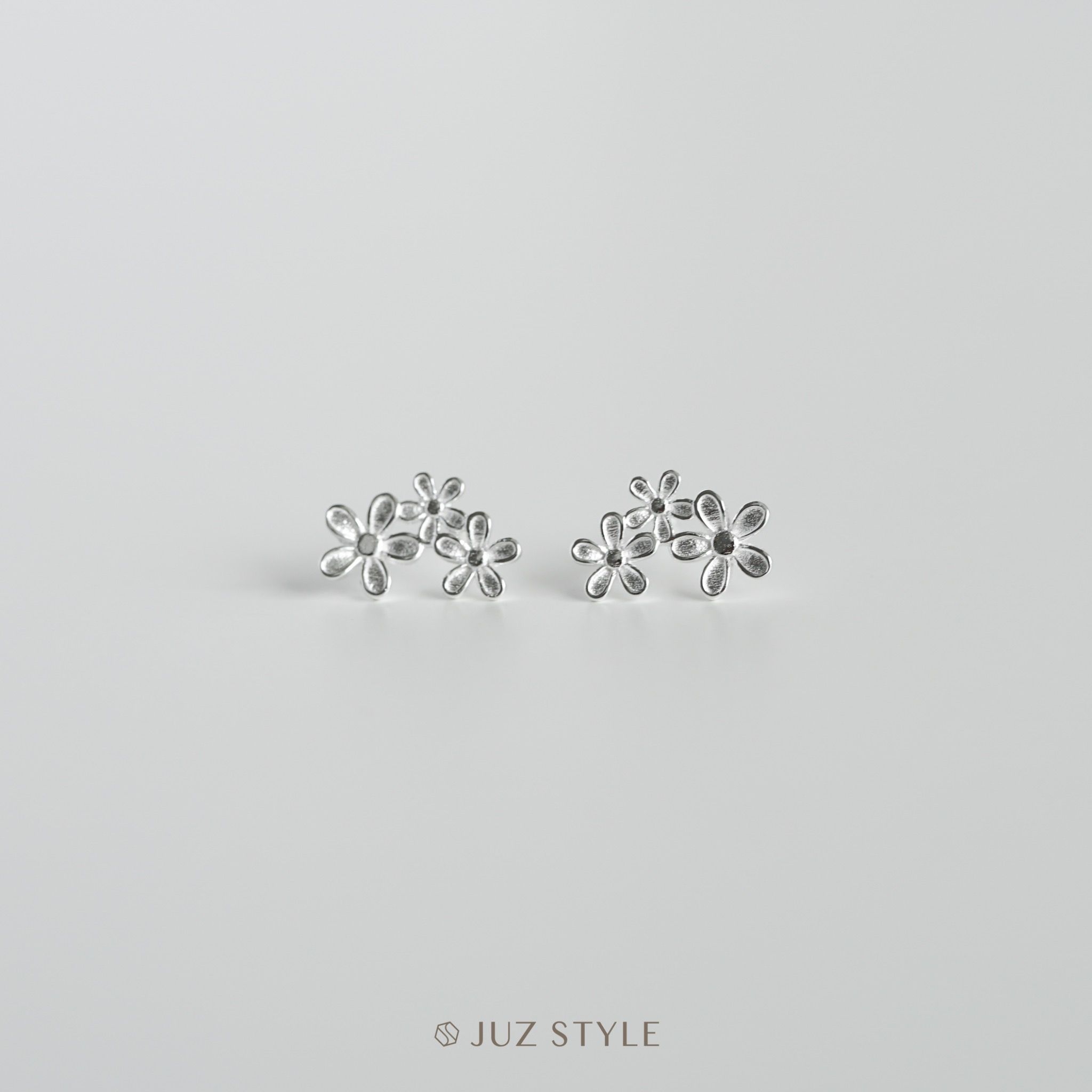  Bông tai bạc Triple flowers 