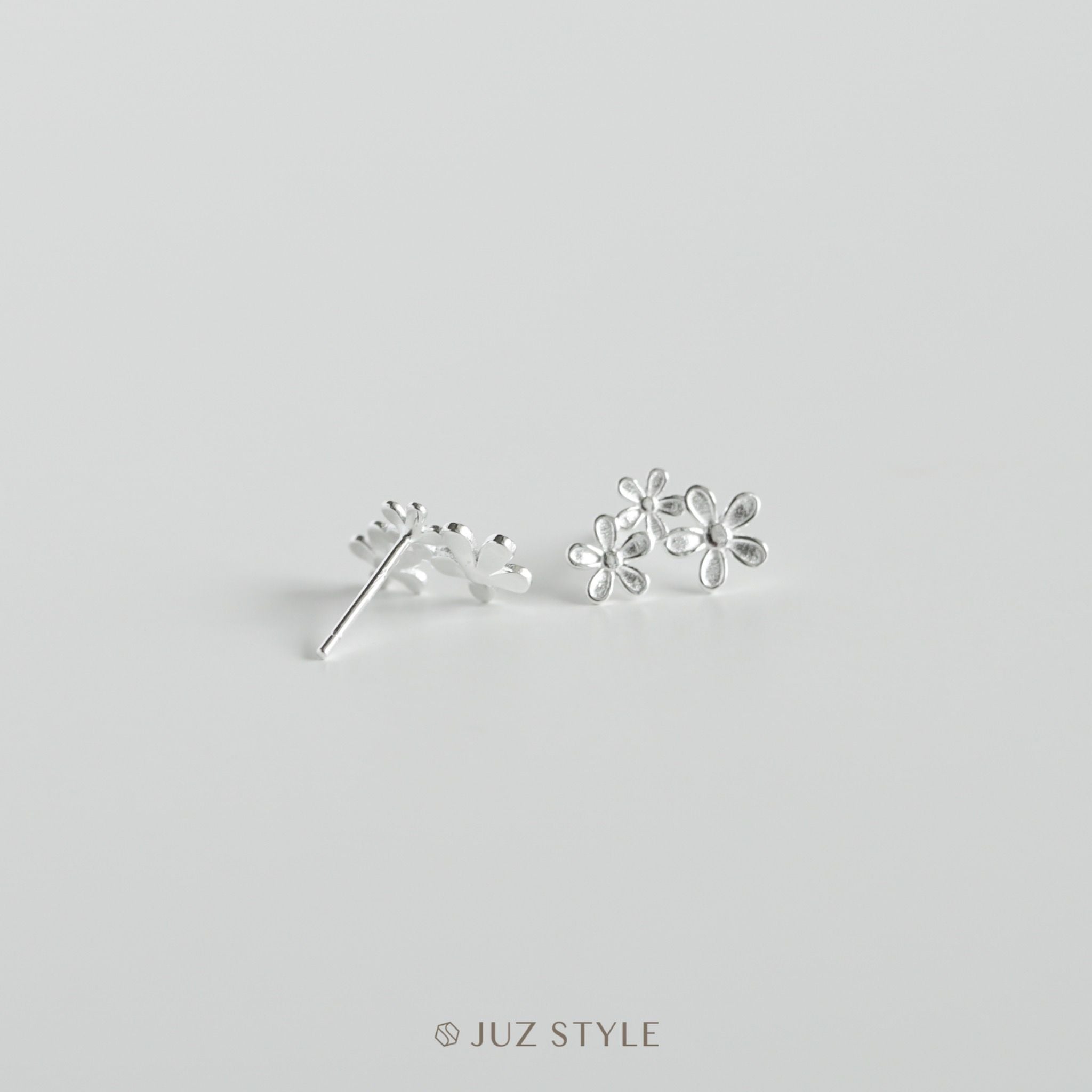  Bông tai bạc Triple flowers 