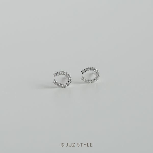  Bông tai bạc Cz Horseshoe 