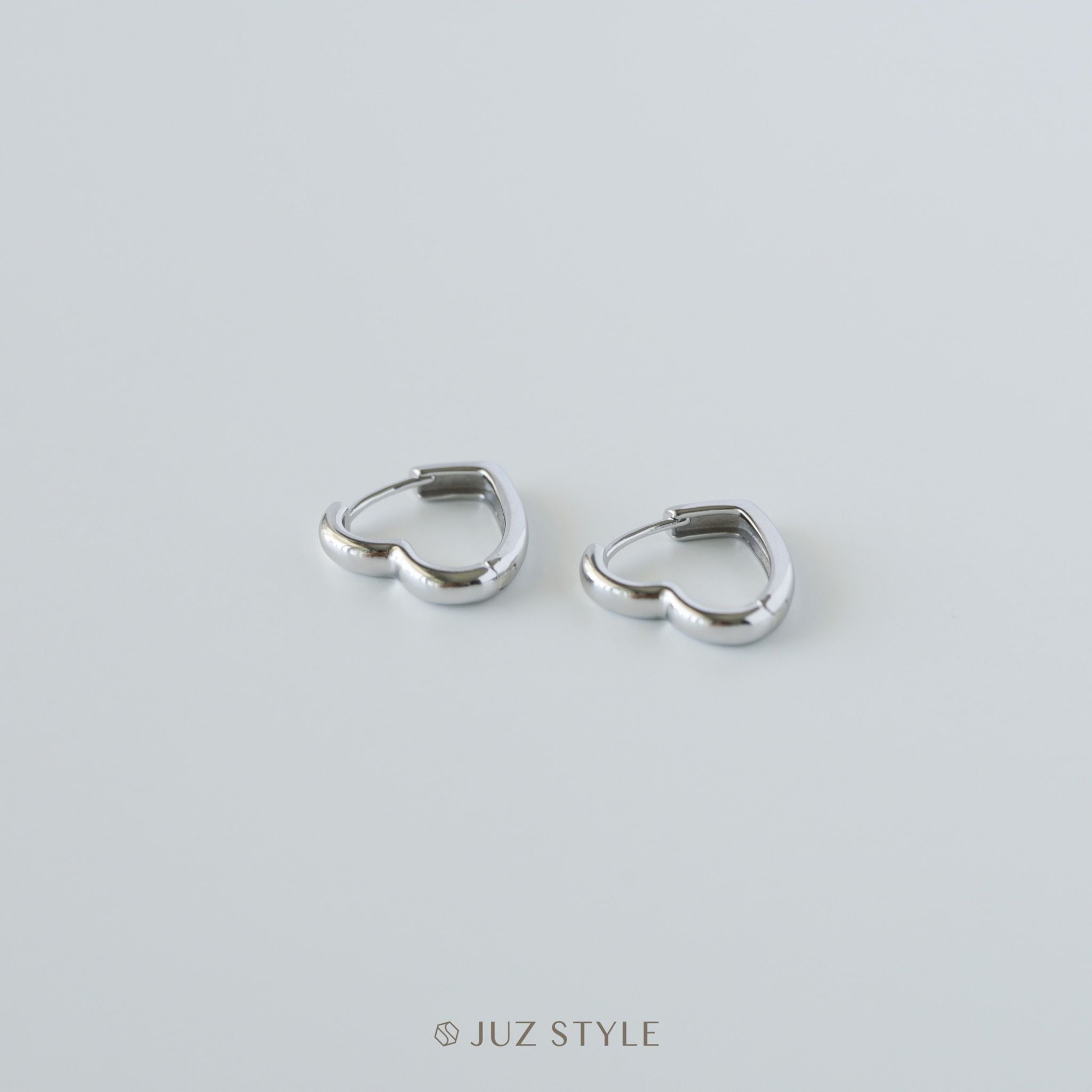  Bông tai bạc Heart hoop 