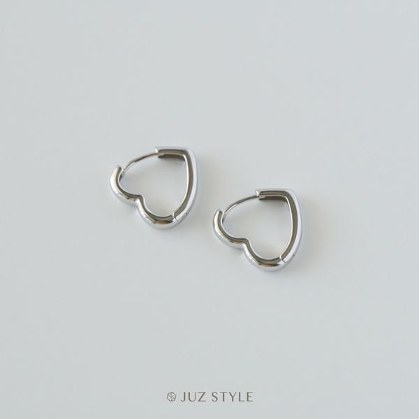  Bông tai bạc Heart hoop 