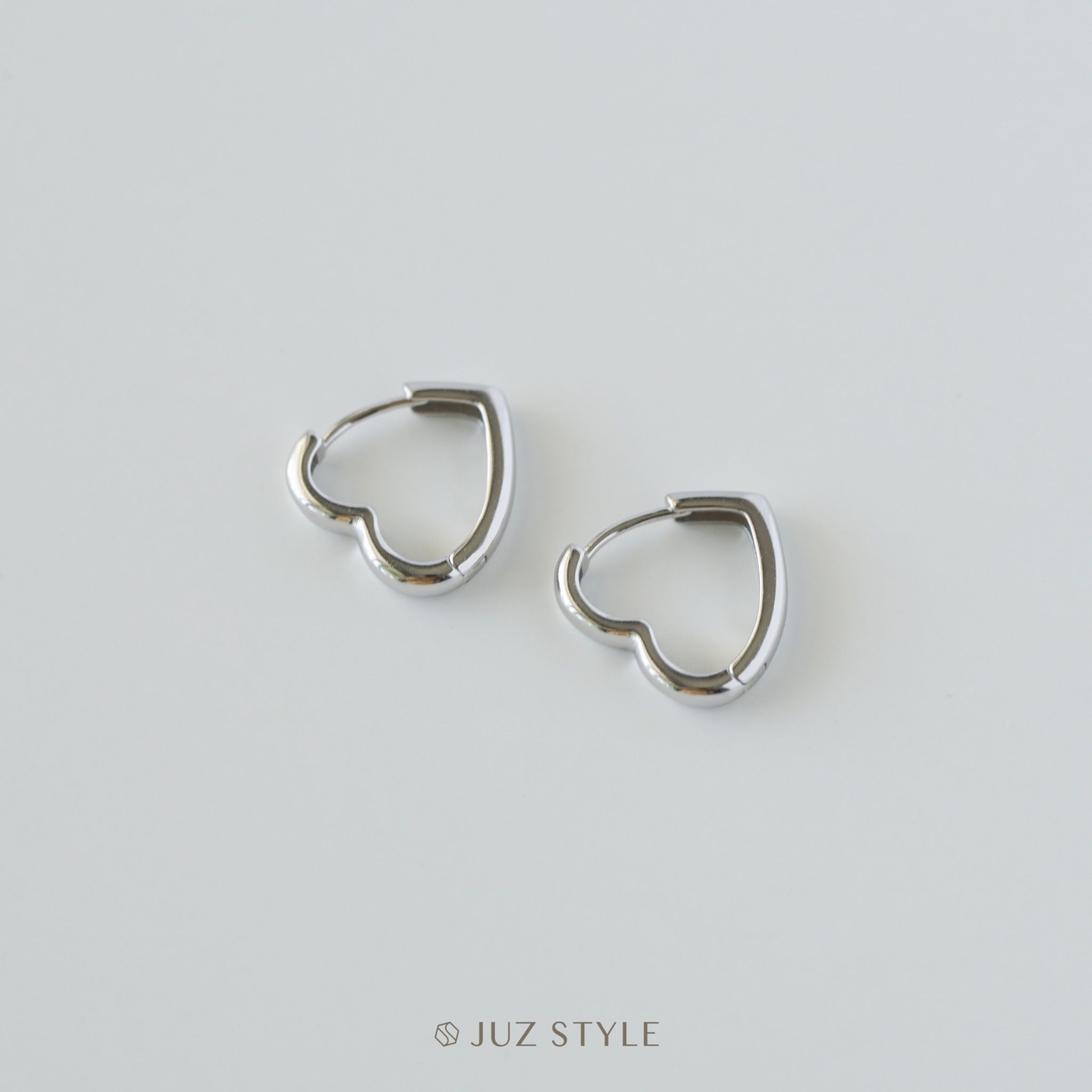  Bông tai bạc Heart hoop 