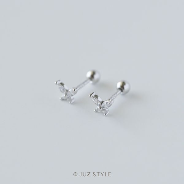  Bông tai bạc Butterfly Cz Ballstuds 