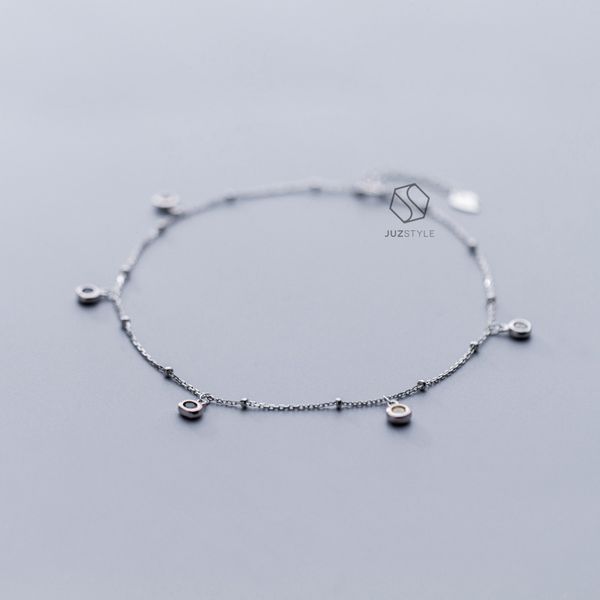  Lắc chân bạc Colorful bezel CZ stones 