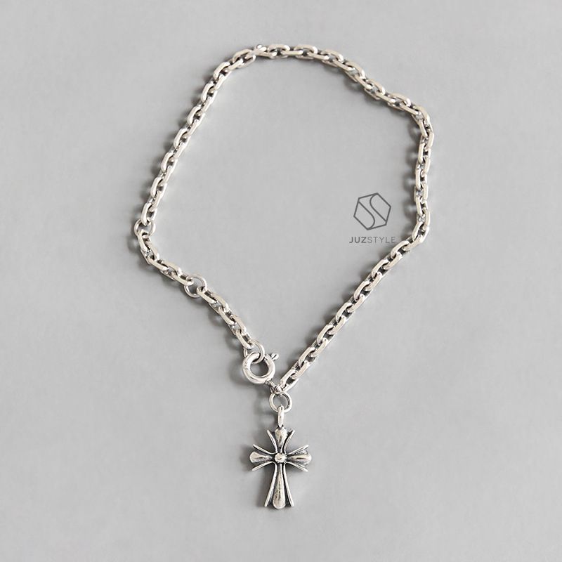  Lắc tay bạc Vintage chain with Cross 