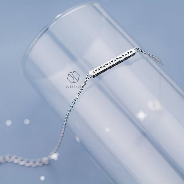  Lắc tay bạc Bar with hearts 