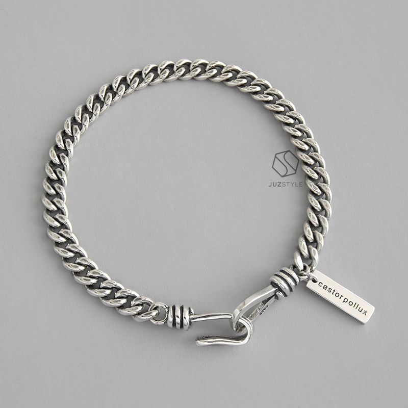  Lắc tay bạc Cuban chain with tag 