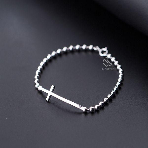  Lắc tay bạc Ball chain with cross 