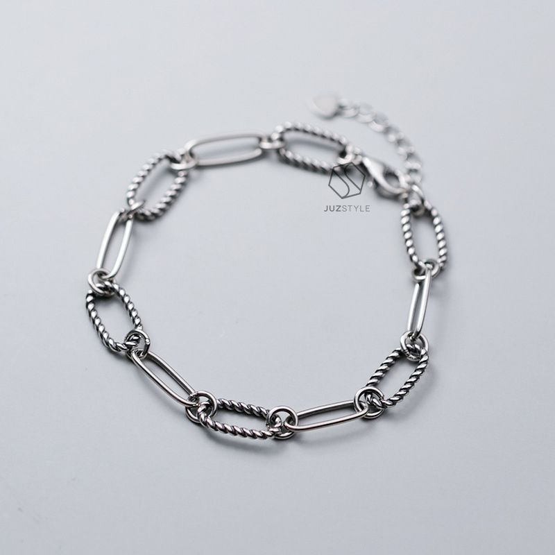  Lắc tay bạc Vintage oval chains 