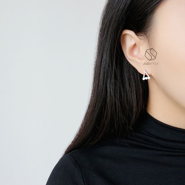  Bông tai bạc Triangle & pearls 