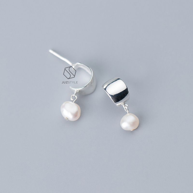  Bông tai bạc C-type artificial pearl 