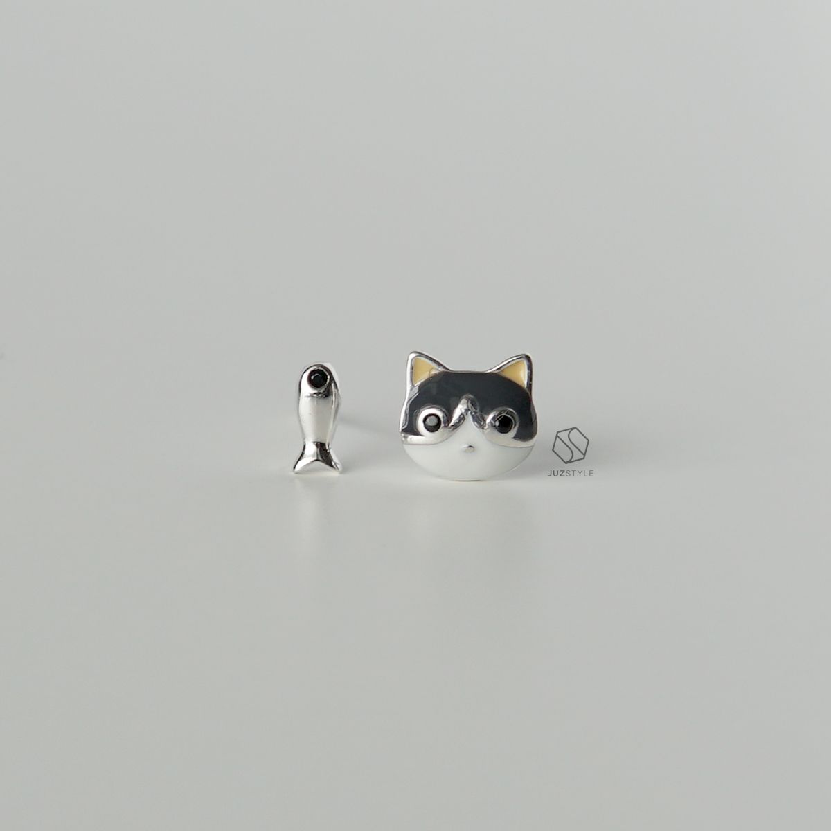  Bông tai bạc Cat & fish 