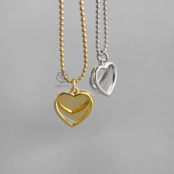  Dây chuyền bạc Double hearts 