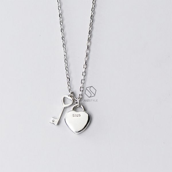  Dây chuyền bạc Heart lock & key 