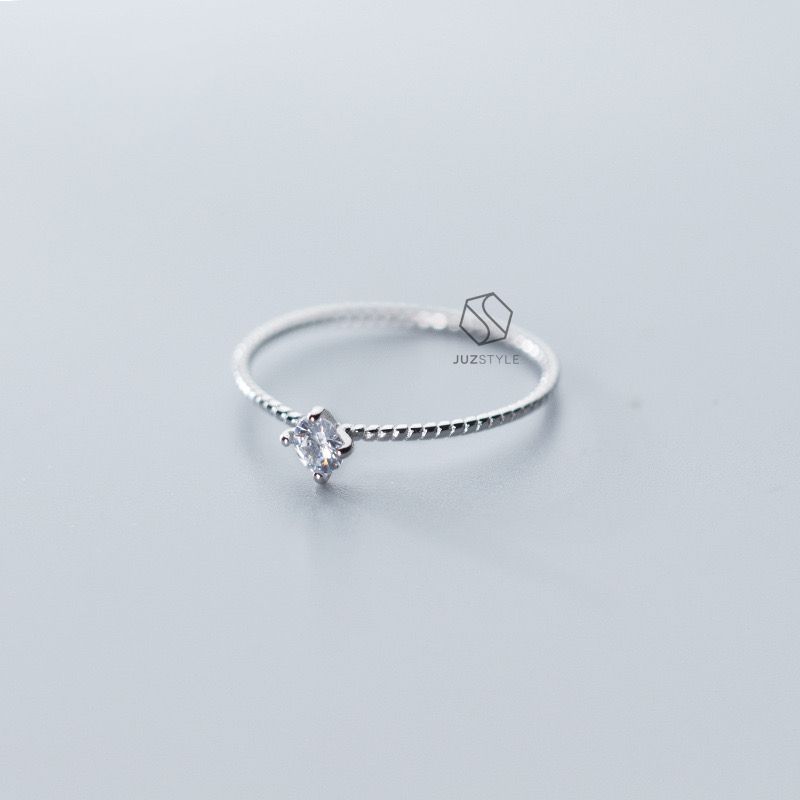  Nhẫn bạc Tiny CZ twist band 