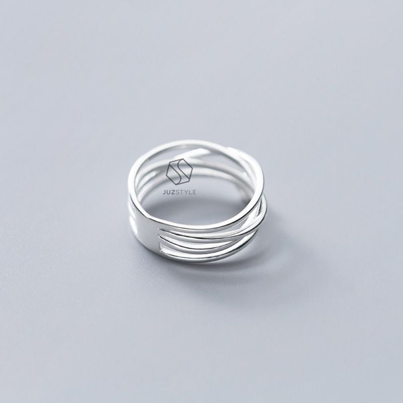  Nhẫn bạc Messy lines with CZ 
