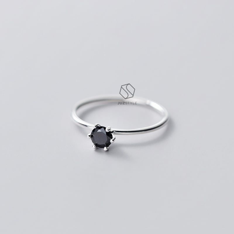  Nhẫn bạc Black CZ stone 