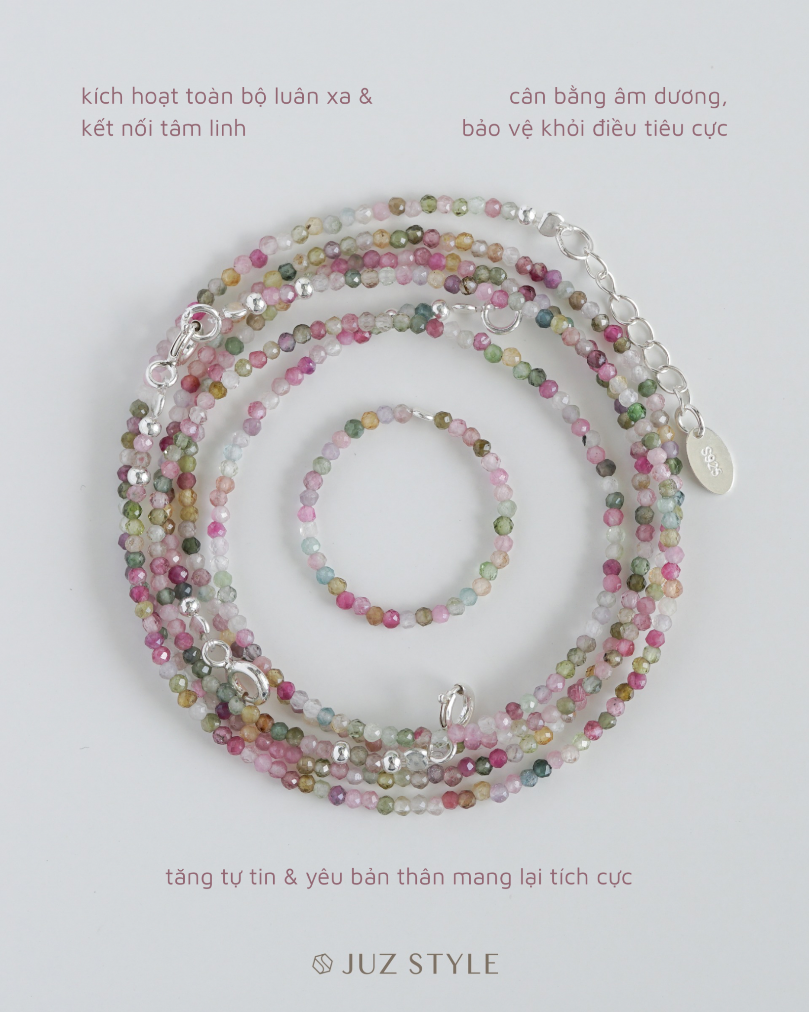  Set trang sức đá Tourmaline 1.9mm 