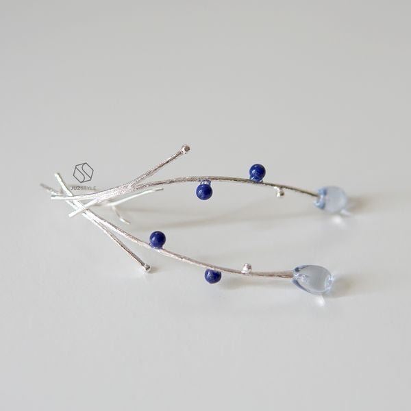  Bông tai bạc đá lapis 