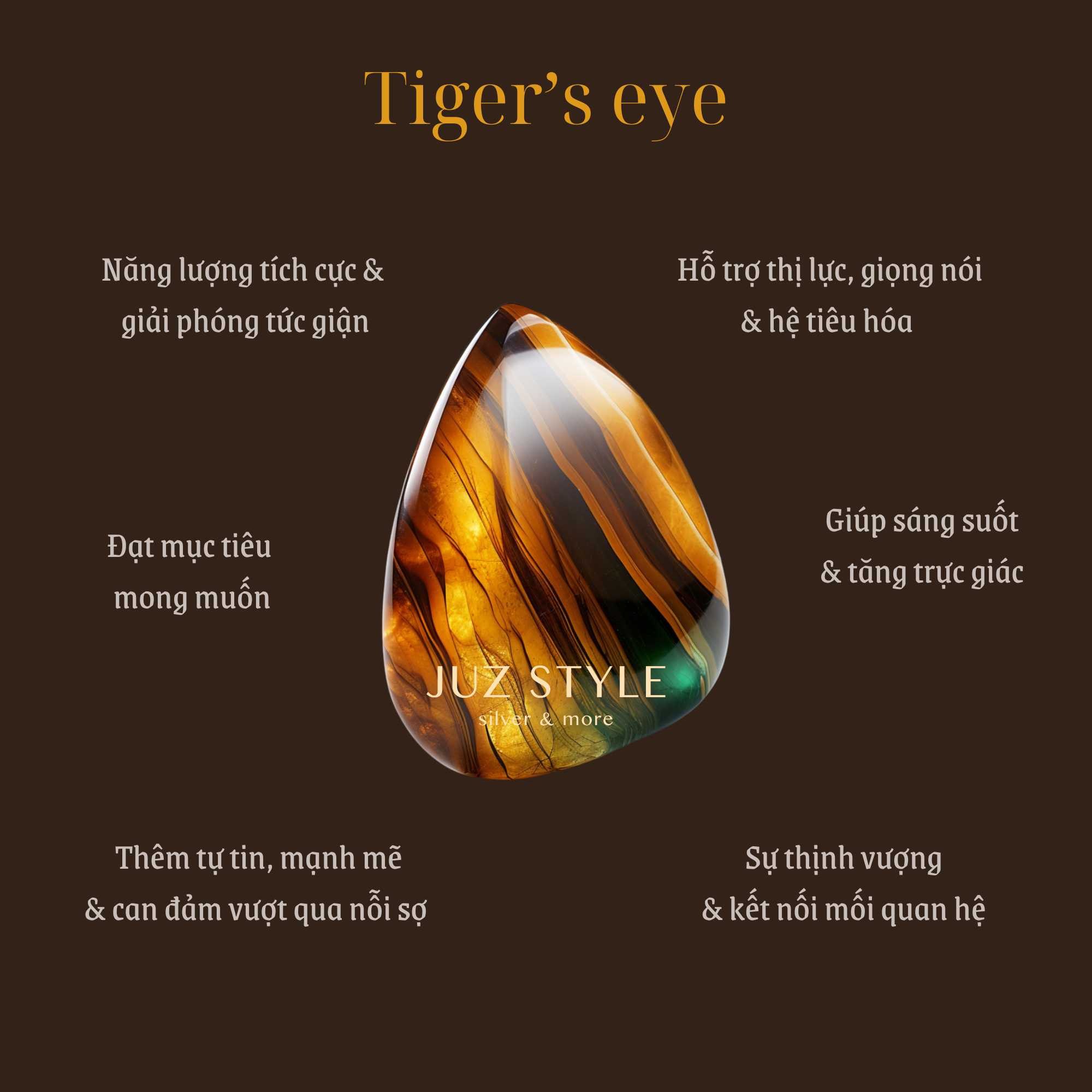  Vòng tay đá Yellow Tiger’s Eye 4mm 