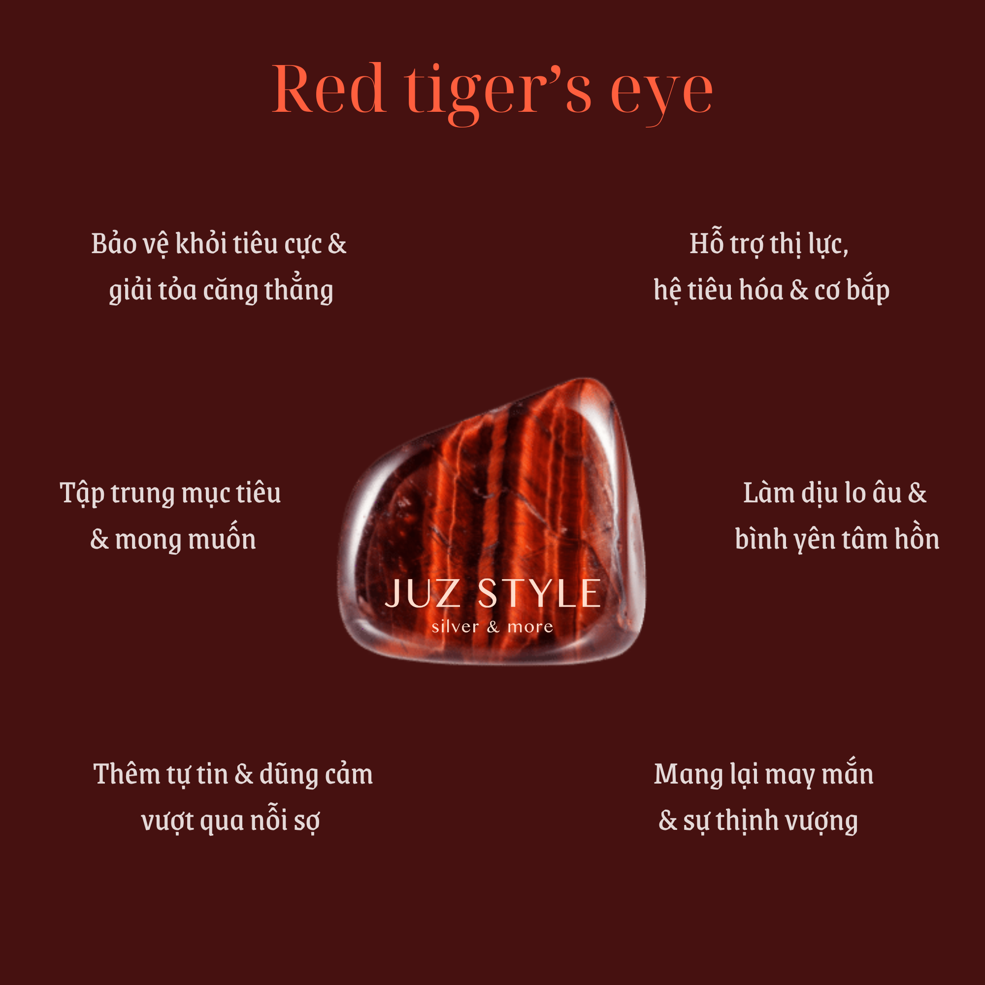  Vòng tay đá Red tiger’s eye 3.4mm 