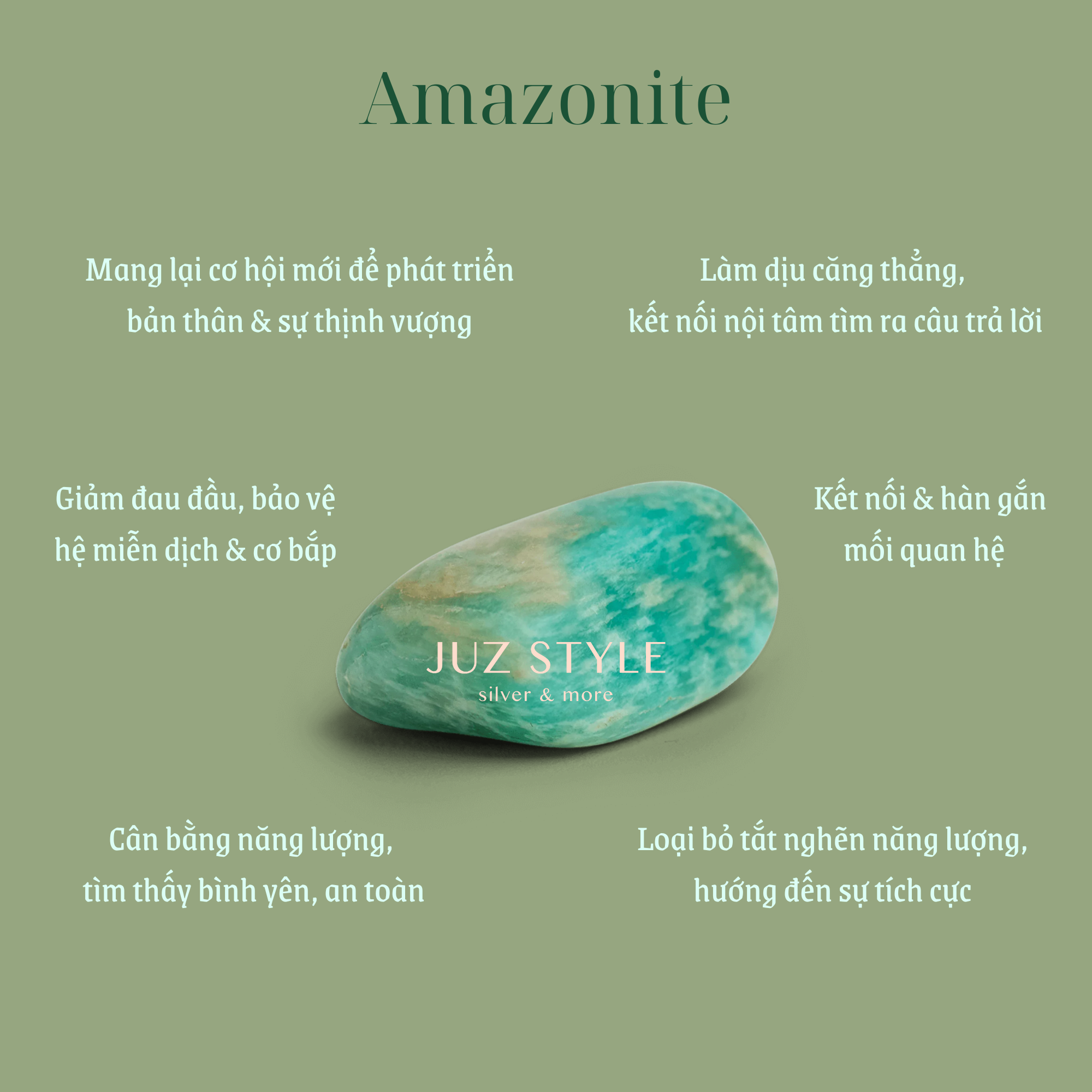 Vòng tay đá Amazonite 3x2mm 