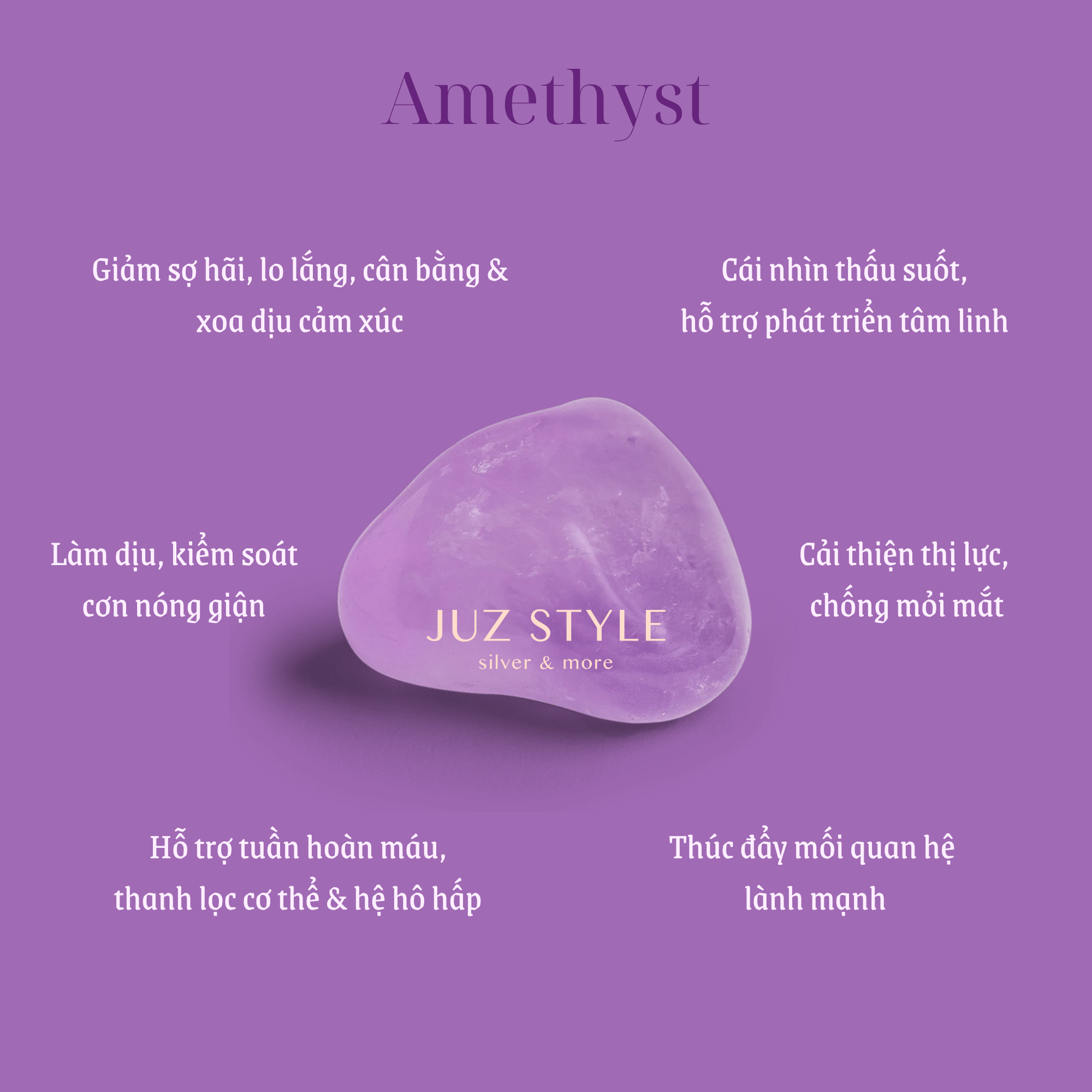  Vòng tay đá Amethyst 3x2mm 