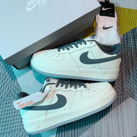  Giày Air Force 1 Cream Swoosh Grey 