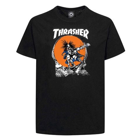  THRASHER SKATE OUTLAW T-SHIRT BY PUSHEAD BLACK 