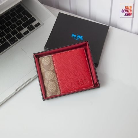 Men Wallet In Signature Canvas & Burgundy Mastrotto