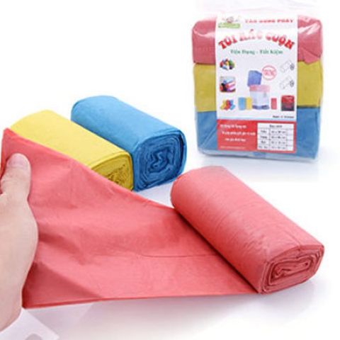 Combo 3 Cuộn Túi Rác Màu Tiết Kiệm Tự Phân Hủy Ecook 65X55cm