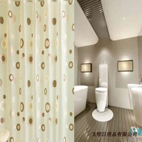 Rèm cửa nhà Tắm decor cá tính không thấm nước - Vòng tròn cafe