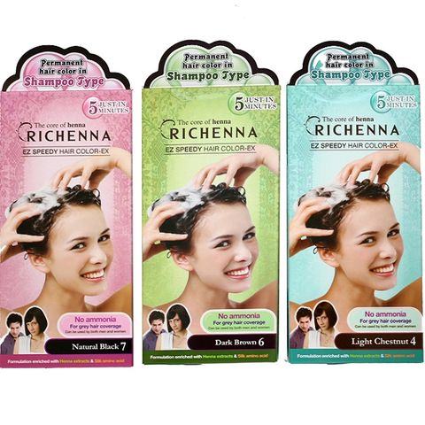 Thuốc nhuộm tóc Richenna phủ bạc dạng gội EZ speedy hair color-EX (60/60g)