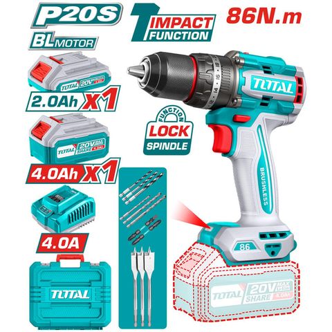 Máy Khoan Búa Không Chổi Than Dùng Pin Total 20V TIDLI20868