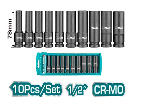 Bộ 10 đầu tuýp Deep Impact DR 1/2 inch TOTAL  THISTD12101