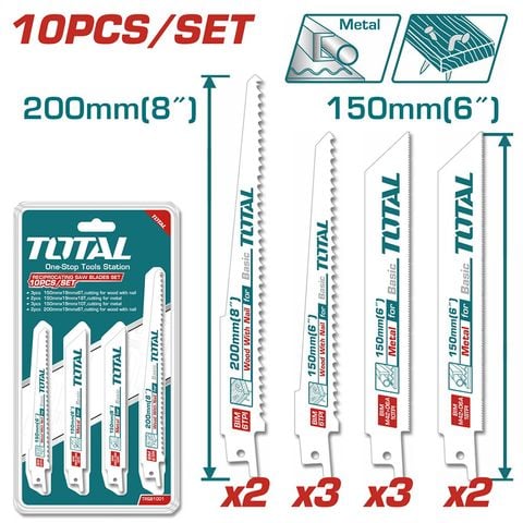 Bộ 10 Lưỡi Cưa Kiếm Cắt Gỗ Có Đinh và Kim Loại Total TRSB1001