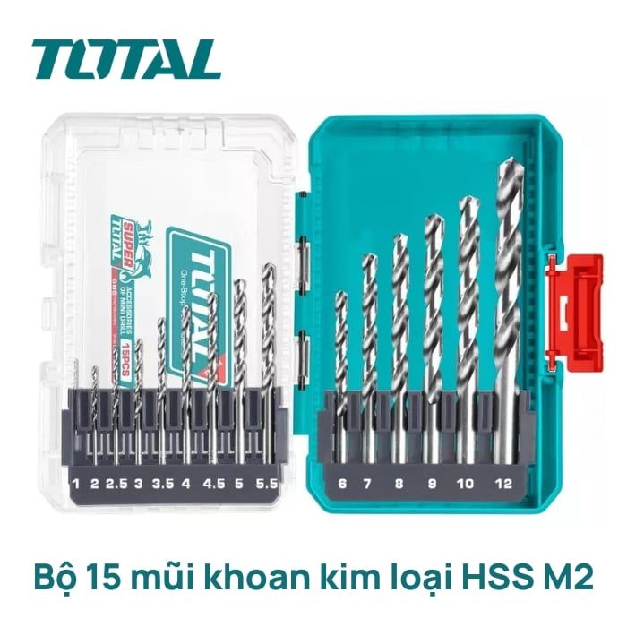 Bộ 15 Mũi Khoan HSS 4341 Total TACSDL51506
