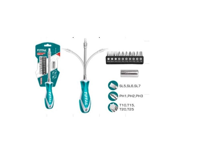 Bộ 12 tua vít thay đổi trục linh hoạt TOTAL THT250FL1206