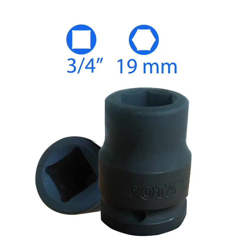 Đầu Tuýp Xi Đen 3/4 Inch, Lục Giác (6 Cạnh) 19mm Licota – A6019 - hình ảnh sản phẩm thực tế 1