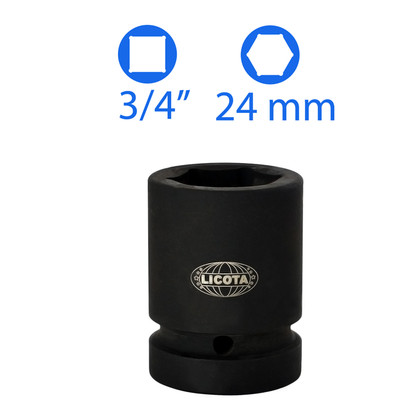 Đầu Tuýp Xi Đen 3/4 Inch, Lục Giác (6 Cạnh) 24mm Licota – A6024 - hình ảnh sản phẩm thực tế 1