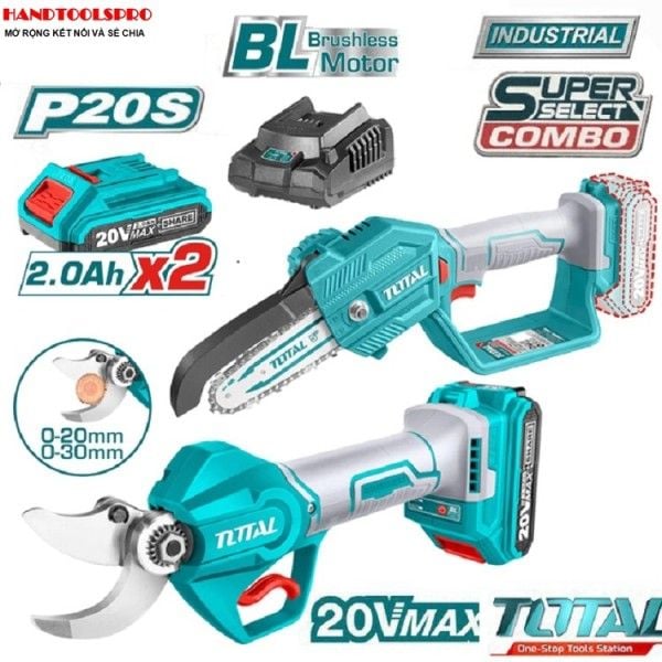 Bộ Combo 2 Máy Cắt Cành Và Máy Cưa Xích Mini Dùng Pin 20V Total TOSLI23012 - hình ảnh sản phẩm thực tế 1