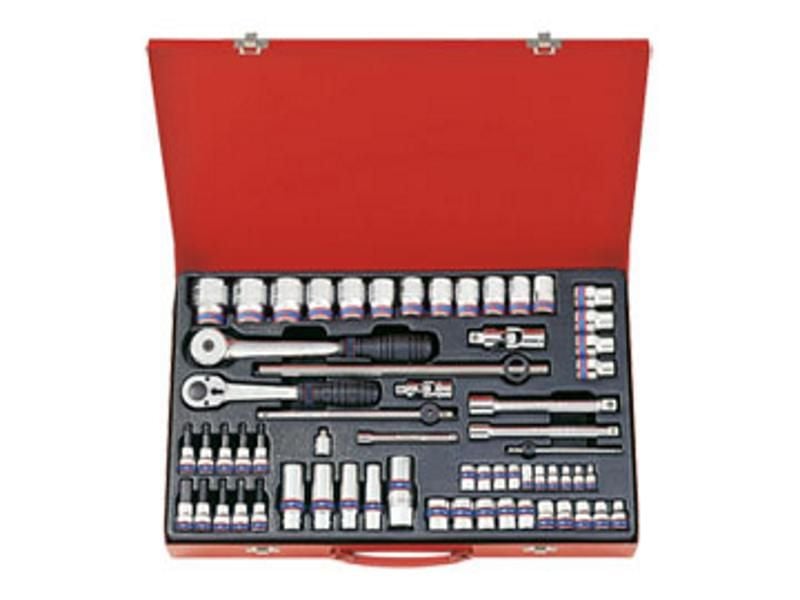 1/4'' + 3/8''+1/2'' Bộ tuýp 62 chi tiết hệ mét Kingtony 9063MR01