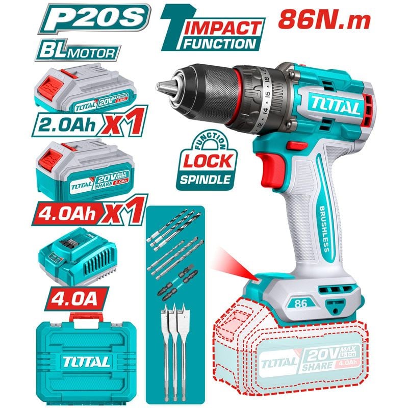 Máy Khoan Búa Không Chổi Than Dùng Pin 20V TIDLI20868