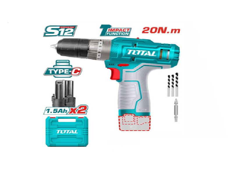 Máy Khoan Pin Lithium-ion 12V (Không Kèm Sạc) TIDLI12202 TOTAL