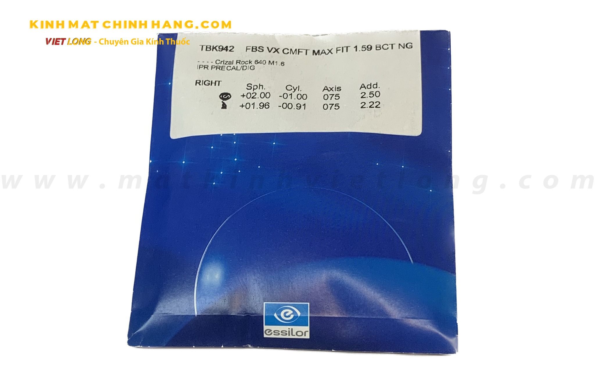  ĐA TRÒNG ESSILOR VRL COMFORT FIT BLUE NN 1.59 