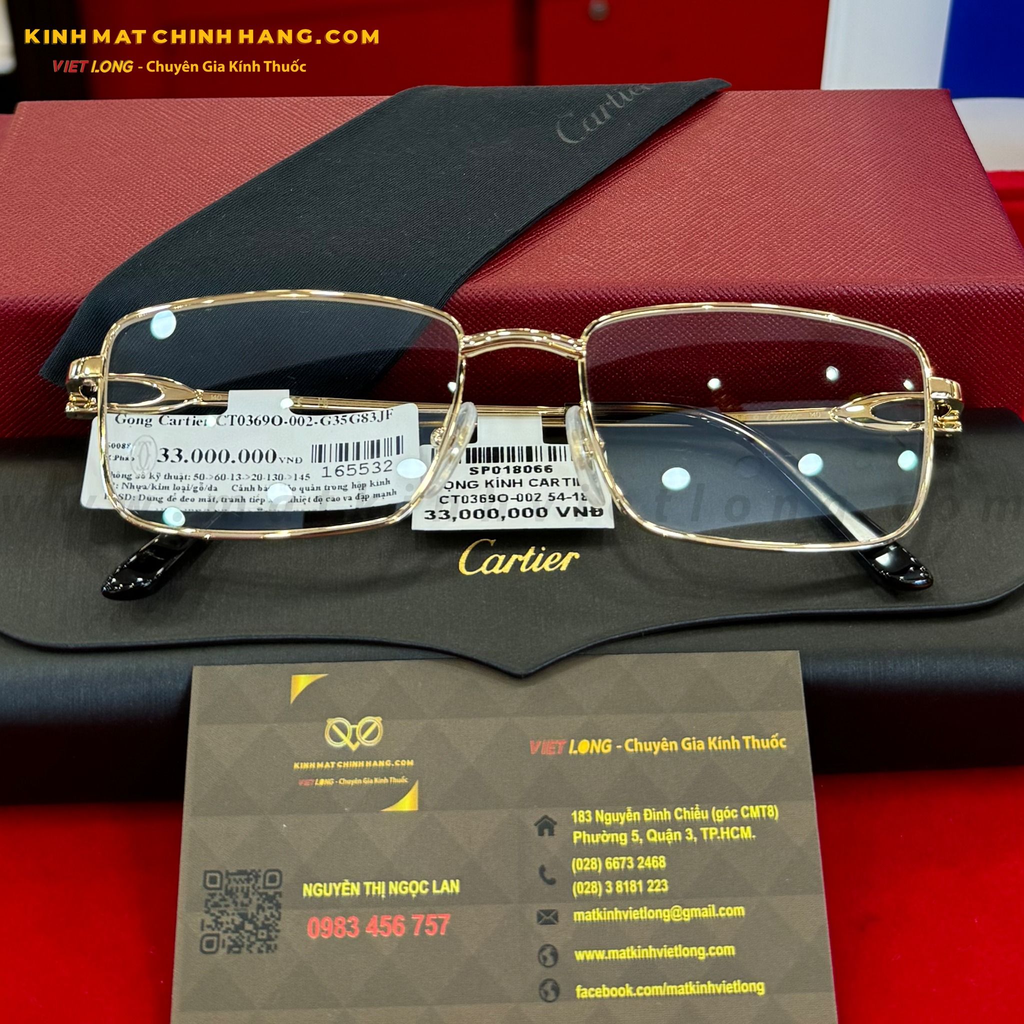  GỌNG KÍNH CARTIER CT0369O-002 54-18 