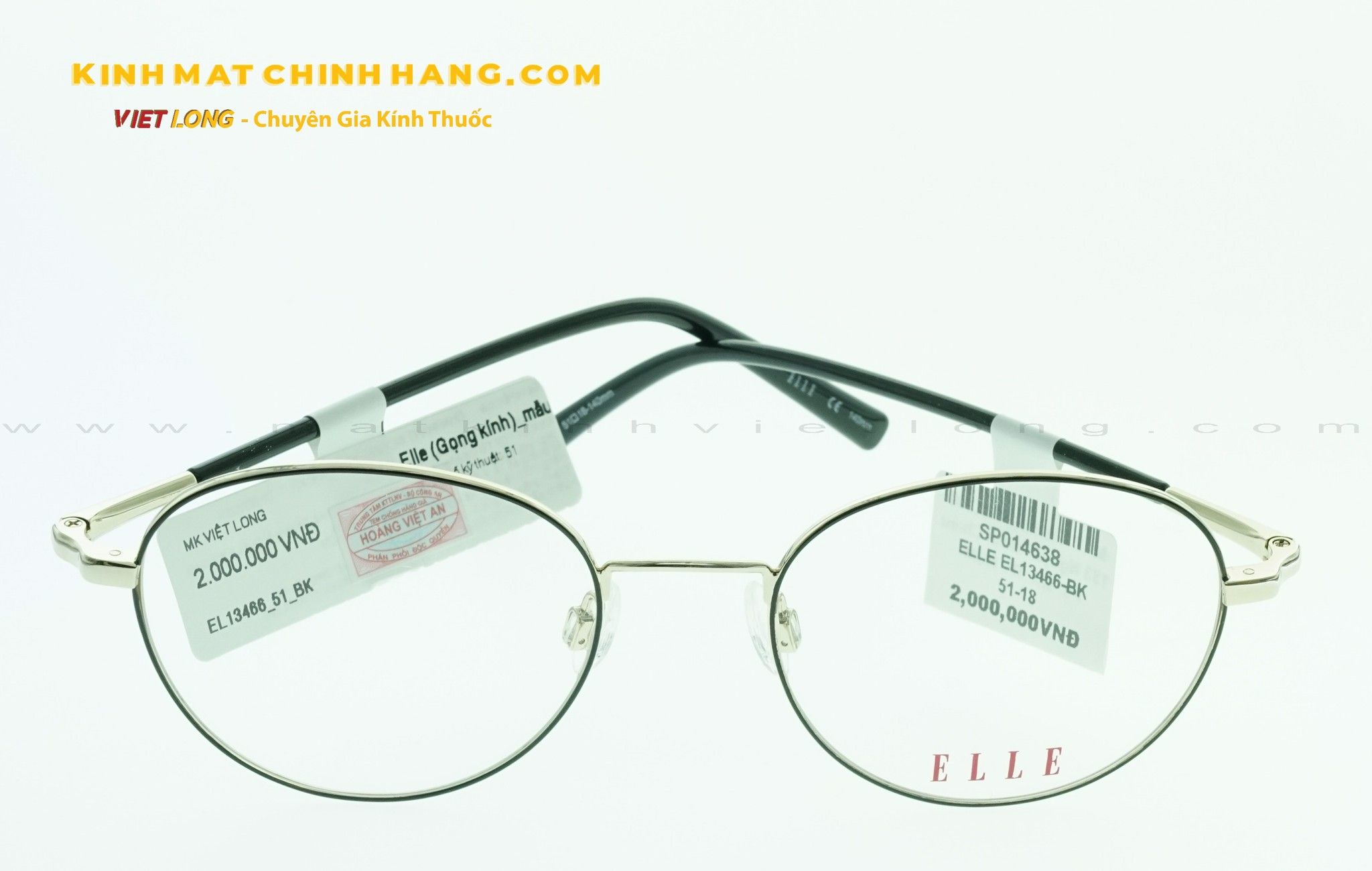  GỌNG KÍNH ELLE EL13466-BK 51-18 