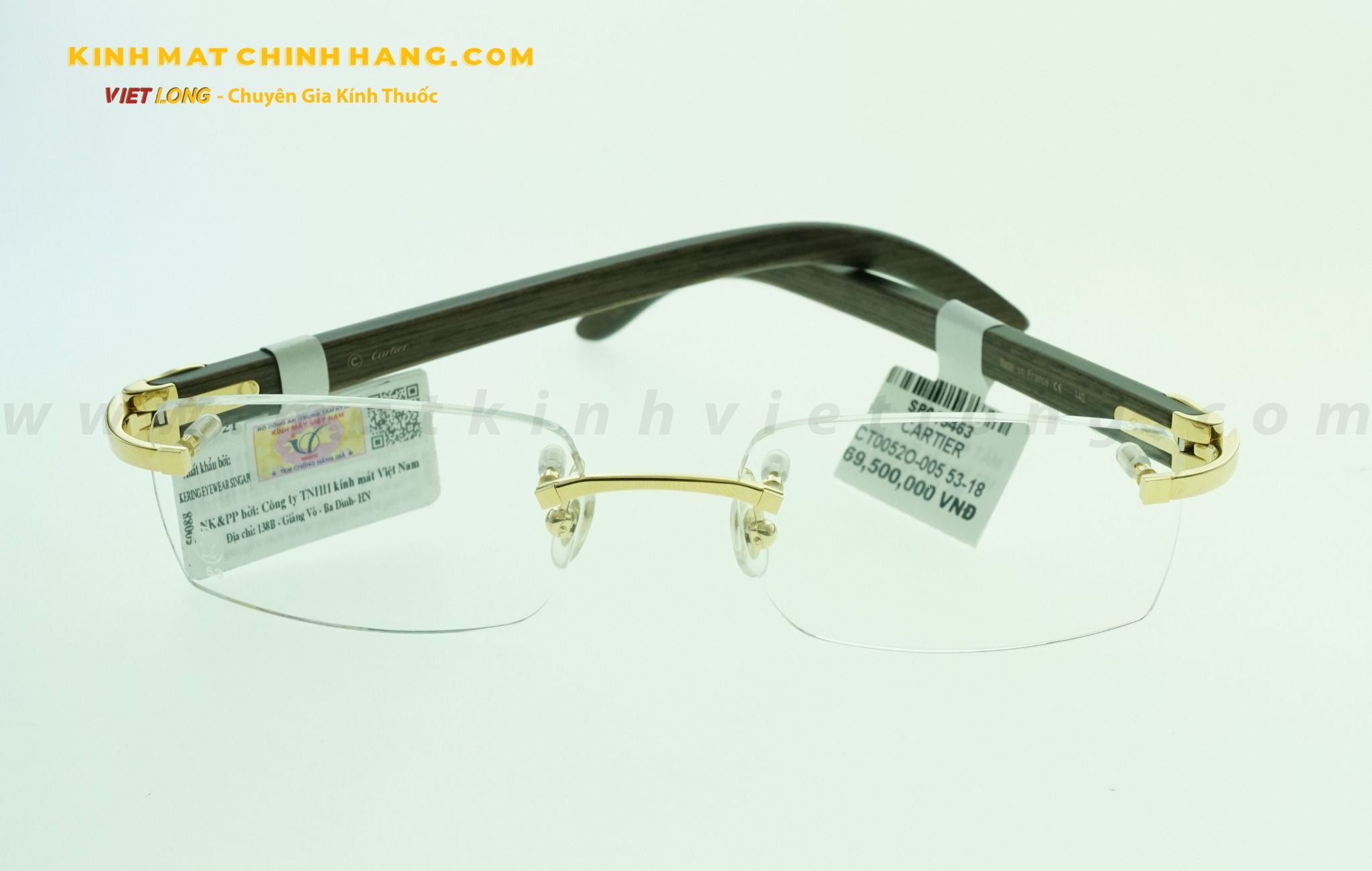  GỌNG KÍNH CARTIER CT0052O-005 53-18 