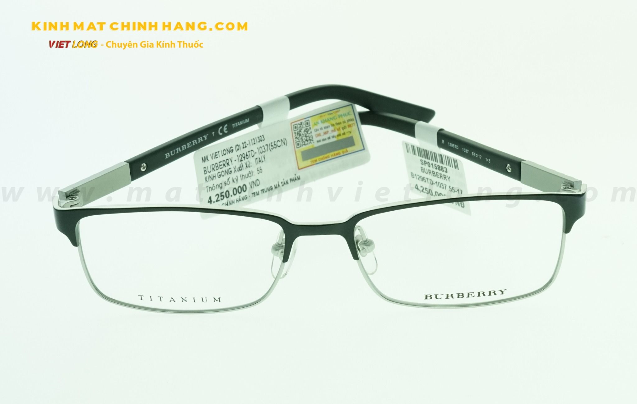  GỌNG KÍNH BURBERRY B1296TD-1037 55-17 